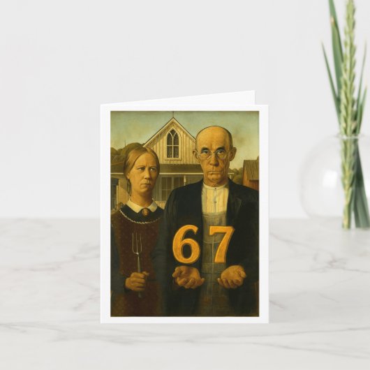 67 Meme American Gothic Art Six Seven Gen Alpha Sl Karte (Vorderseite)