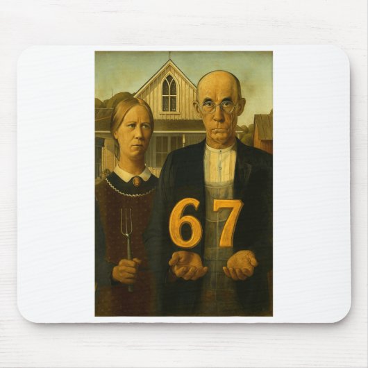 67 Meme American Gothic Art Six Seven Gen Alpha Sl Mousepad (Vorne)