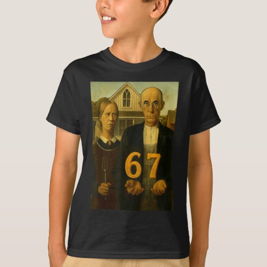 67 Meme American Gothic Art Six Seven Gen Alpha Sl T-Shirt (Vorderseite)