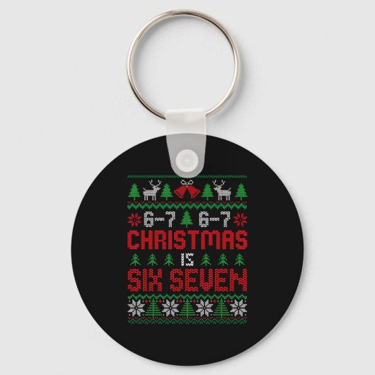 67 Meme Boy Funny Six Seven Ugly Christmas Sweater Schlüsselanhänger (Vorderseite)