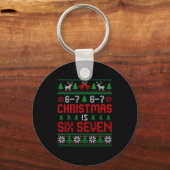 67 Meme Boy Funny Six Seven Ugly Christmas Sweater Schlüsselanhänger (Vorderseite)