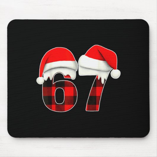 67 Meme Brainrot Funny Christmas Plaid Xmas Pajama Mousepad (Vorne)