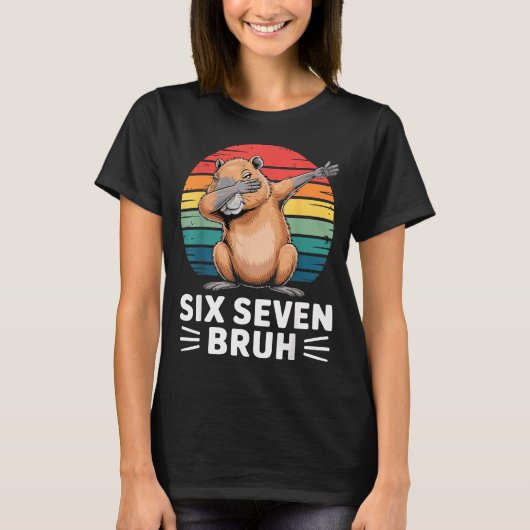 67 Meme Capybara Funny Six Seven Bruh Humor For Ki T-Shirt (Vorderseite)