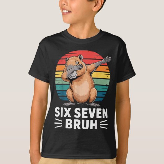 67 Meme Capybara Funny Six Seven Bruh Humor For Ki T-Shirt (Vorderseite)