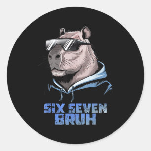 67 Meme Capybara Lustig Six Seven Bruh Capybara Fü Runder Aufkleber