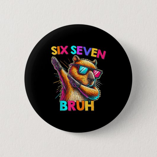 67 Meme Capybara Sechs Sieben Bruh Capybara Kinder Button (Vorderseite)