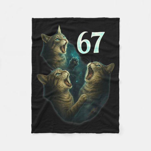 67 Meme Cat Howling At 67 Funny 6 7 Fleecedecke (Vorderseite)