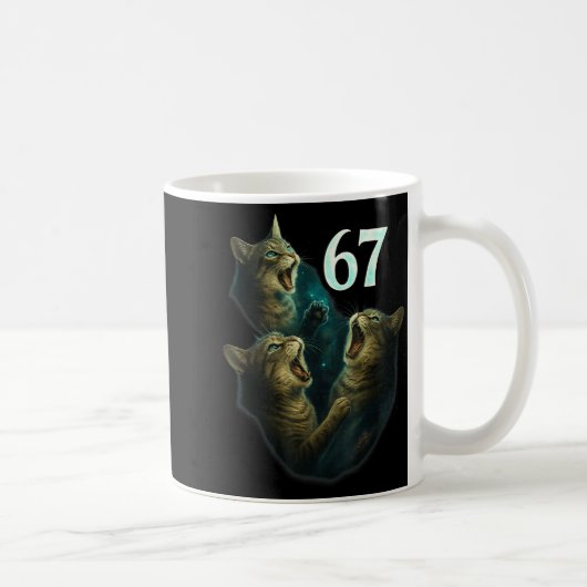67 Meme Cat Howling At 67 Funny 6 7 Kaffeetasse (Rechts)