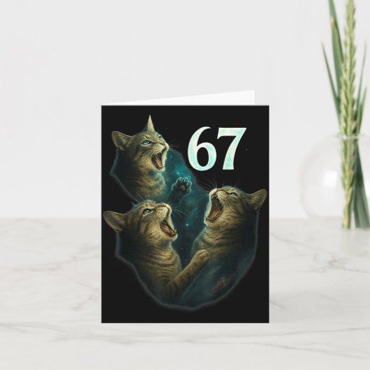 67 Meme Cat Howling At 67 Funny 6 7 Karte (Vorderseite)
