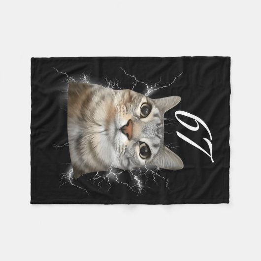 67 Meme Cat Howling At Moon Brainrot Funny 6 7  Fleecedecke (Vorderseite (Horizontal))