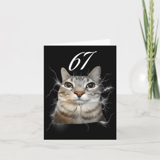 67 Meme Cat Howling At Moon Brainrot Funny 6 7  Karte (Vorderseite)