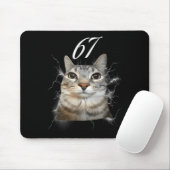 67 Meme Cat Howling At Moon Brainrot Funny 6 7 Mousepad (Mit Mouse)