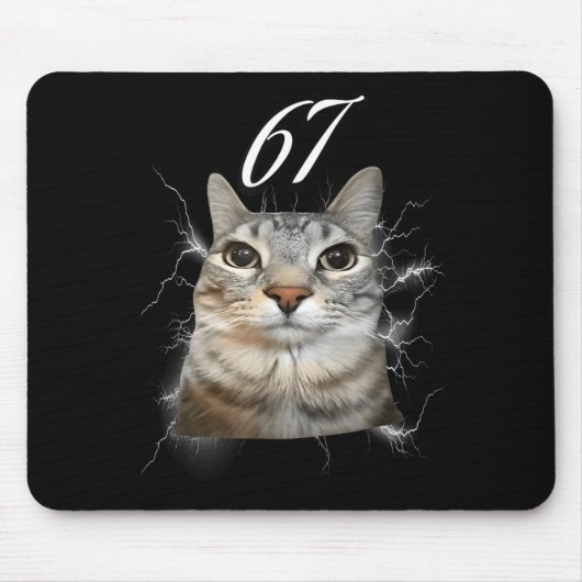 67 Meme Cat Howling At Moon Brainrot Funny 6 7 Mousepad (Vorne)