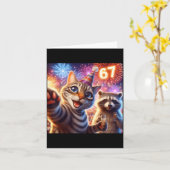 67 Meme Cat Raccoon New Year Selfie Funny Birthday Karte (Gelbe Blume)