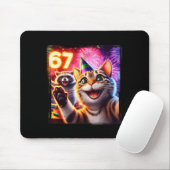 67 Meme Cat Raccoon New Year Selfie Funny Birthday Mousepad (Mit Mouse)