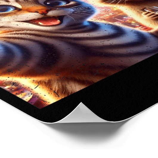 67 Meme Cat Raccoon New Year Selfie Funny Birthday Poster (Ecke)