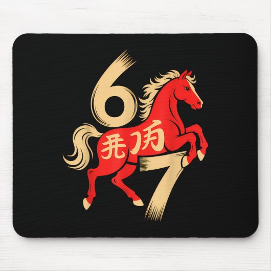 67 Meme Chinese New Year 2026 Year Of The Horse Si Mousepad (Vorne)