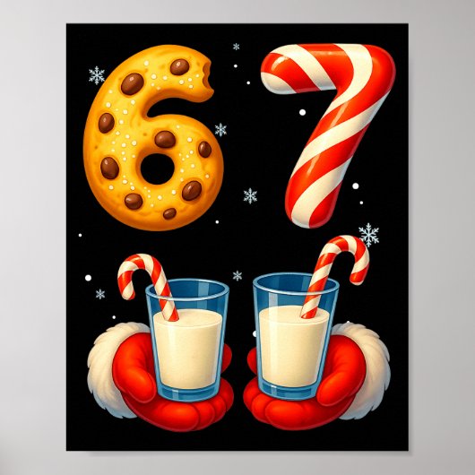 67 Meme Christmas Cookie Candy Cane Funny Six Seve Poster (Vorne)