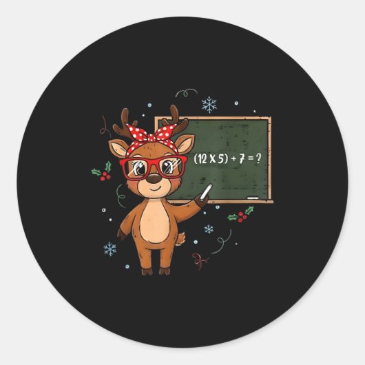 67 Meme Christmas Reindeer Funny 6 7 Teacher Men W Runder Aufkleber (Vorderseite)