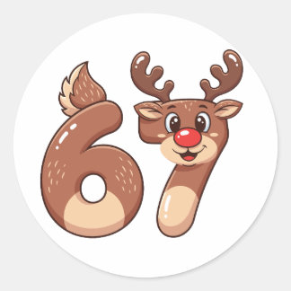 67 Meme Christmas Reindeer   Runder Aufkleber
