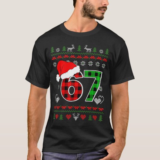 67 Meme Christmas Six Seven Xmas Ugly Sweater Men  T-Shirt (Vorderseite)