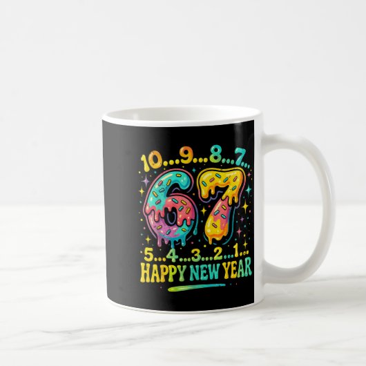 67 Meme Countdown Happy New Year Funny Drip Number Kaffeetasse (Rechts)