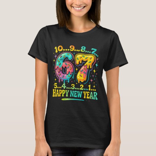 67 Meme Countdown Happy New Year Funny Drip Number T-Shirt (Vorderseite)