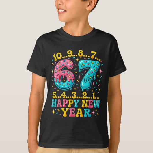 67 Meme Countdown Happy New Year Funny Drip Number T-Shirt (Vorderseite)
