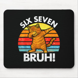 67 Meme Dabbing Katze Six Seven 6 7 Mousepad