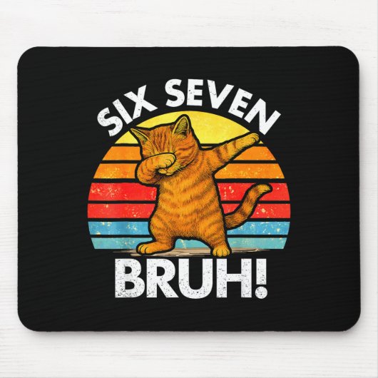 67 Meme Dabbing Katze Six Seven 6 7 Mousepad (Vorne)