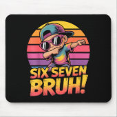 67 Meme Dabbing Six Seven 6 7 Bruh Funny Number De Mousepad (Vorne)