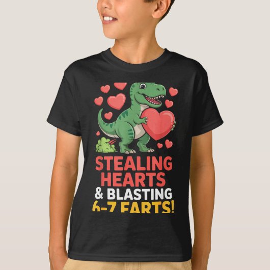 67 Meme Dinosaur Stealing Hearts 6-7 Farts Valenti T-Shirt (Vorderseite)
