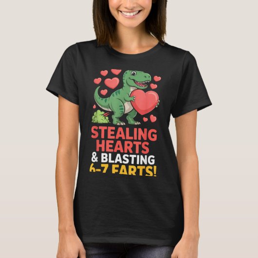 67 Meme Dinosaur Stealing Hearts 6-7 Farts Valenti T-Shirt (Vorderseite)