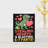 67 Meme Dinosaur stiehlt Herzen 6-7 Furz Valenti Karte (Gelbe Blume)