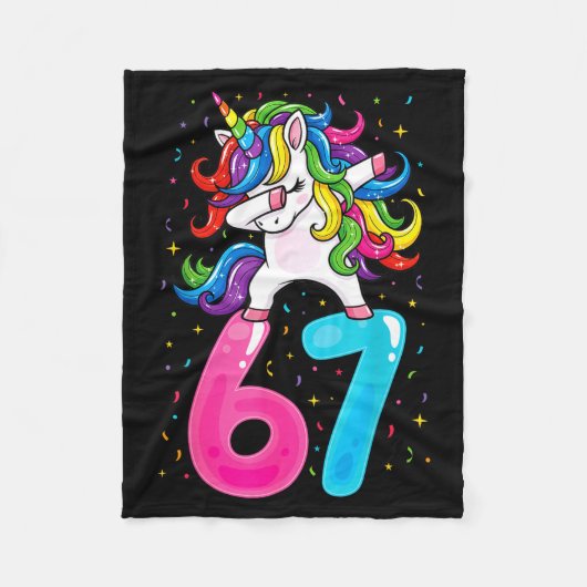 67 Meme Einhorn für Mädchen sechs sieben Gen Alpha Fleecedecke (Vorderseite)