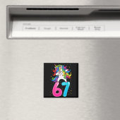 67 Meme Einhorn für Mädchen sechs sieben Gen Alpha Magnet (In Situ (Geschirrspüler))