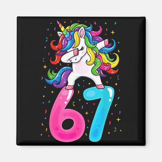 67 Meme Einhorn für Mädchen sechs sieben Gen Alpha Magnet (Vorne)