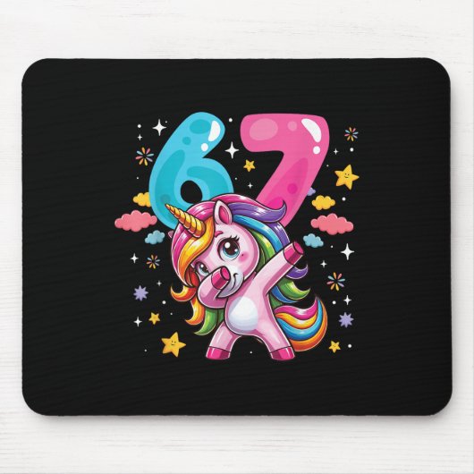 67 Meme Einhorn für Mädchen Sechs Sieben Meme Brai Mousepad (Vorne)