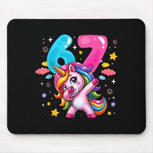 67 Meme Einhorn Für Mädchen Sechs Sieben Meme Brai Mousepad (Vorne)