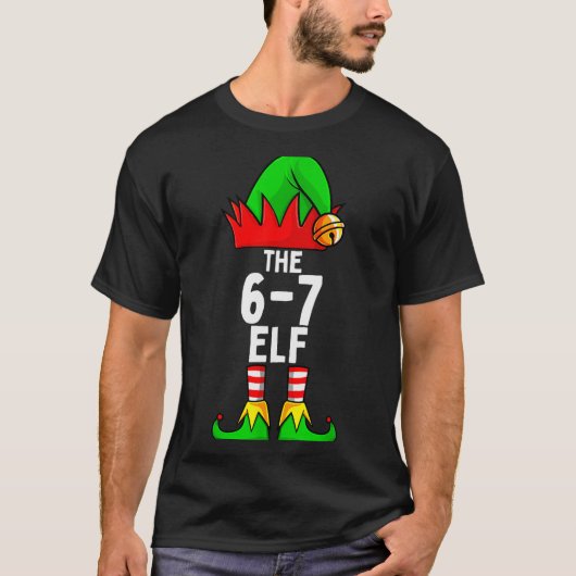 67 Meme Elf Christmas Matching Family 6-7 Brainrot T-Shirt (Vorderseite)