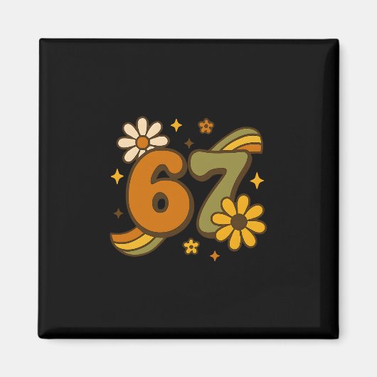 67 Meme Fall Autmn Groovy Retro 70s Six Seven Boho Magnet (Vorne)