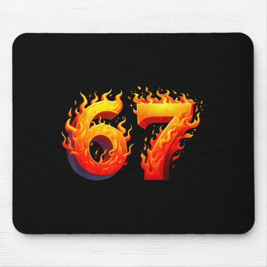 67 Meme Flames Funny Six Seven Gen Alpha Slang Gra Mousepad (Vorne)