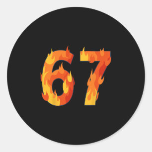 67 Meme Flames Lustig Six Seven Gen Alpha Slang  Runder Aufkleber