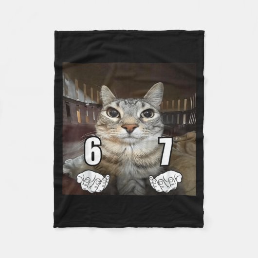 67 Meme Funny Cat Six Seven Meme 6 7  Fleecedecke (Vorderseite)