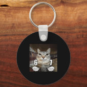 67 Meme Funny Cat Six Seven Meme 6 7 Schlüsselanhänger (Vorderseite)