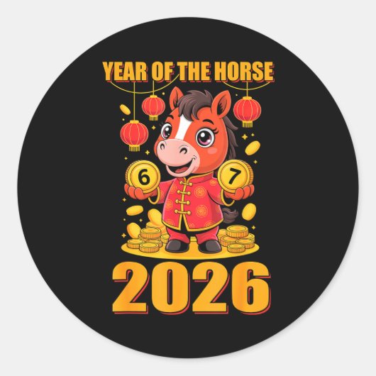 67 Meme Funny Chinese New Year 2026 Year Of The Ho Runder Aufkleber (Vorderseite)