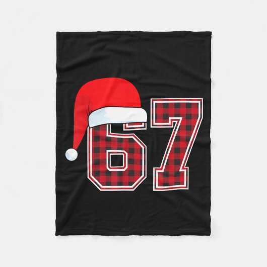 67 Meme Funny Christmas Red Plaid Xmas Pajamas Sla Fleecedecke (Vorderseite)