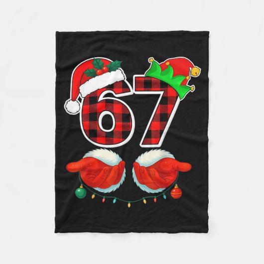 67 Meme Funny Christmas Red Plaid Xmas Pajamas Sla Fleecedecke (Vorderseite)
