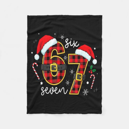 67 Meme Funny Christmas Red Plaid Xmas Pajamas Sla Fleecedecke (Vorderseite)