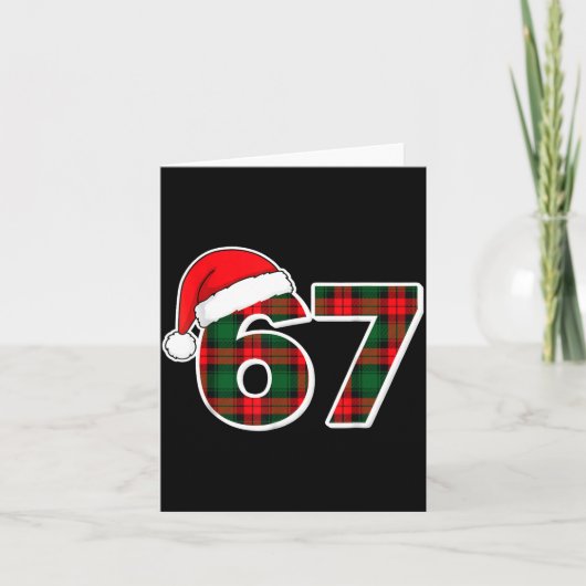 67 Meme Funny Christmas Red Plaid Xmas Pajamas Sla Karte (Vorderseite)